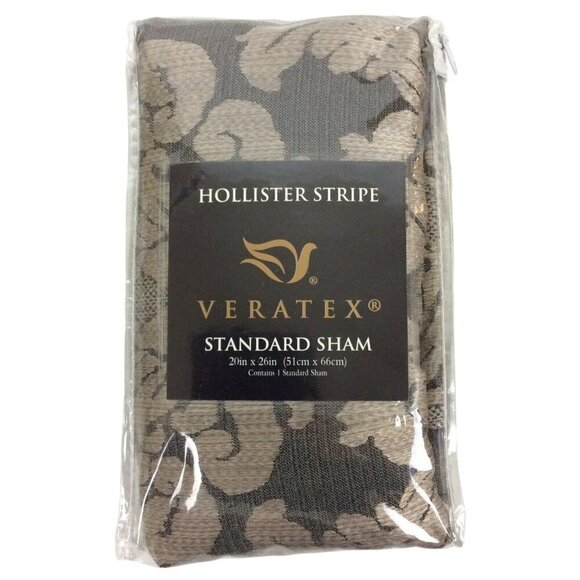 Veratex Hollister Stripe Standard Sham Floral Damask Polyester Pillowcase - Picture 1 of 4
